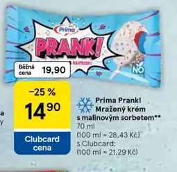 Tesco Prima Prank! Mražený krém s malinovým sorbetem nabídka