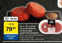 Tesco Tesco Grill Master Hovězí burger s papričkou Jalapeño nabídka