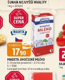 Terno Madeta jihočeské mléko 3,5% nabídka