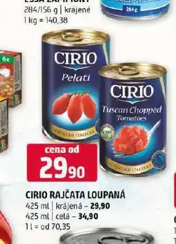 Terno Cirio rajčata loupaná krájená nabídka