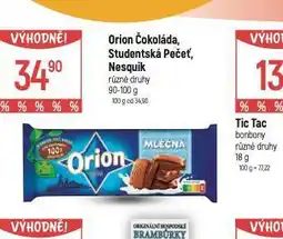 Globus Orion studentská pečeť, nesquik nabídka