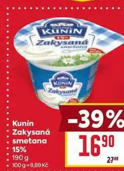 Billa Kunín Zakysaná smetana 15% 190 g nabídka