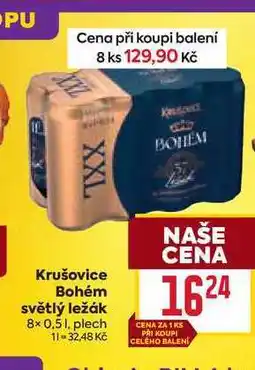 Billa Krušovice Bohém světlý ležák 8× 0.5, plech nabídka