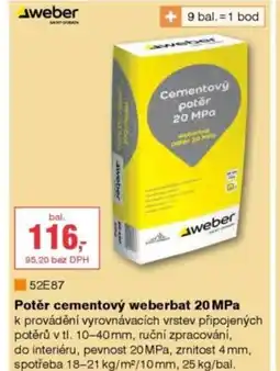 DEK Potěr cementový Weberbat 20 MPa nabídka