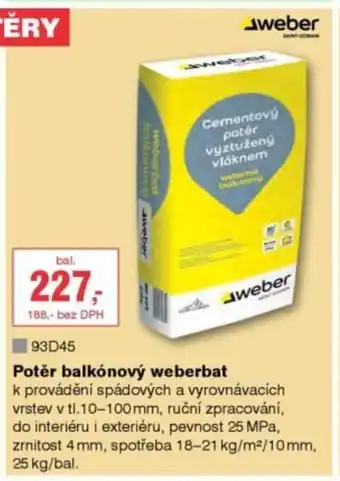 DEK Potěr balkónový Weberbat nabídka