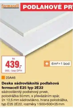 DEK Deska sádrovláknitá podlahová Fermacell E25 typ 2E22 nabídka