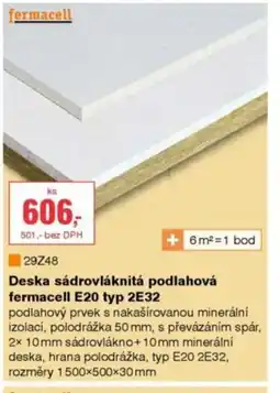 DEK Deska sádrovláknitá podlahová fermacell E20 typ 2E32 nabídka