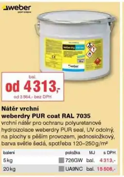 DEK Nátěr vrchní Weberdry Pur coat RAL 7035 nabídka