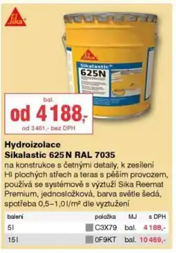 DEK Hydroizolace Sikalastic 625 N RAL 7035 nabídka