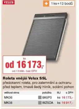 DEK Roleta vnější Velux SSL nabídka