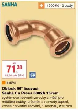 DEK Oblouk 90° lisovací Sanha Cu Press 6002A nabídka