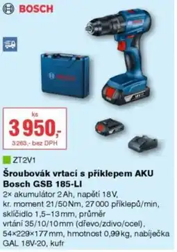 DEK BOSCH Šroubovák vrtací s příklepem AKU GSB 185-LI nabídka