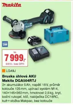 DEK Bruska úhlová AKU Makita DGA504RTJ nabídka