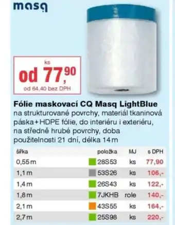 DEK Fólie maskovací CQ Masq LightBlue nabídka