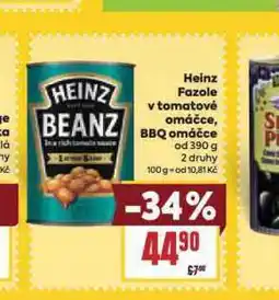 Billa Heinz fazole v tomatové omáčce, bbq omáčce nabídka