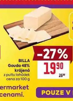 Billa BILLA Gouda 48% krájená z pultu lahůdek cena za 100 g nabídka