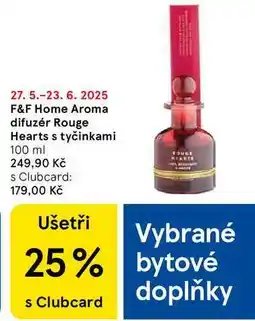 Tesco F&F Home Aroma difuzér Rouge Hearts s tyčinkami, 100 ml nabídka