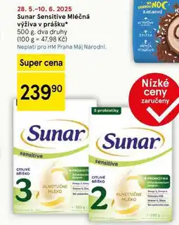 Tesco Sunar Sensitive Mléčná výživa v prášku, 500 g nabídka