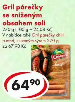 CBA Gril párečky se sníženým obsahem soli, 270 g nabídka
