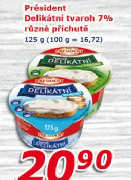 ESO MARKET PRESIDENT Delikátní tvaroh 7% různé příchutě nabídka