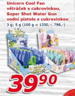 ESO MARKET Unicorn cool fan větráček s cukrovinkou, super shot water gun vodní pistole s cukrovinkou nabídka