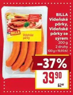 Billa BILLA Vídeňské párky, Vídeňské párky se sýrem nabídka
