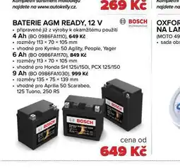 Auto Kelly Baterie agm ready, 12 v 9 ah nabídka