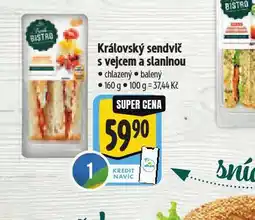 Albert Královský sendvič s vejcem a slaninou nabídka