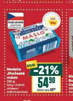 Billa Madeta ihočeské máslo nabídka