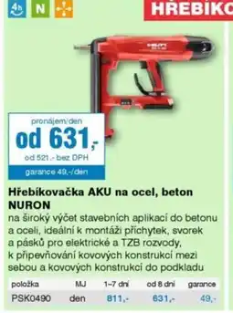 DEK Hřebíkovačka AKU na ocel, beton Nuron nabídka