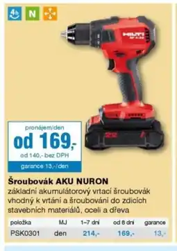 DEK Šroubovák AKU Nuron nabídka
