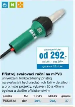 DEK Přístroj svařovací ruční na mPVC nabídka
