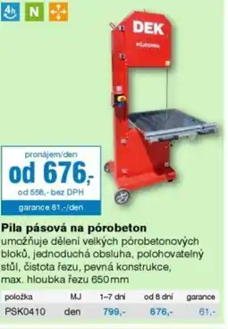 DEK DEK Pila pásová na Pórobeton nabídka