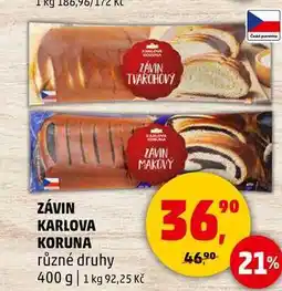 Penny Market ZÁVIN KARLOVA ZAVIN MAKOVÝ KORUNA různé druhy, 400 g nabídka