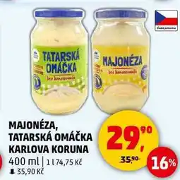 Penny Market MAJONÉZA, TATARSKÁ OMÁČKA KARLOVA KORUNA, 400 ml nabídka