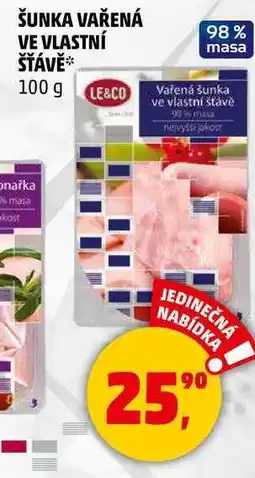 Penny Market LE&CO ŠUNKA VAŘENÁ VE VLASTNÍ ŠŤÁVĚ, 100 g nabídka