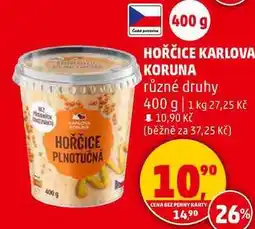 Penny Market HOŘČICE KARLOVA KORUNA různé druhy, 400 g nabídka