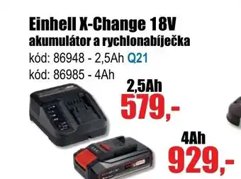 EVA Einhell X-Change 18V akumulátor a rychlonabíječka nabídka