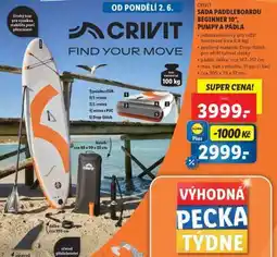 Lidl CRIVIT SADA PADDLEBOARDU BEGINNER 10, PUMPY A PÁDLA nabídka