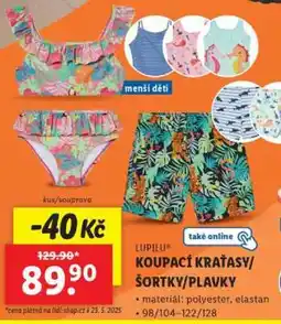 Lidl LUPILU KOUPACÍ KRAŤASY/ŠORTKY/PLAVKY nabídka