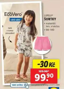 Lidl LUPILU ŠORTKY nabídka
