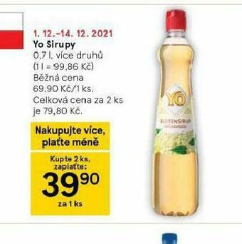Tesco Yo sirup nabídka