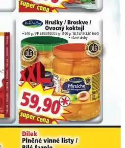 Norma Hrušky / broskve / ovocný koktejl nabídka