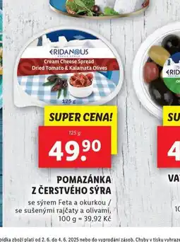 Lidl Pomazánka z čerstvého sýra nabídka