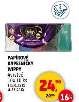 Penny Market PAPÍROVÉ KAPESNÍČKY WIPPY 4vrstvé, 10x 10 ks nabídka