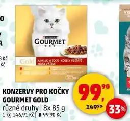 Penny Market KONZERVY PRO KOČKY GOURMET GOLD různé druhy, 8x 85 g nabídka