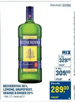 Makro BECHEROVKA 38%, LEMOND, GRAPEFRUIT, ORANGE & GINGER 20% nabídka