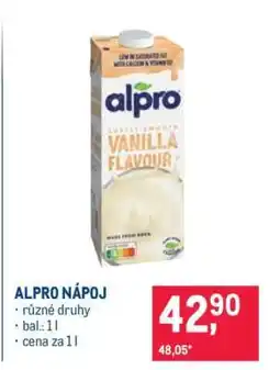 Makro Alpro nápoj nabídka