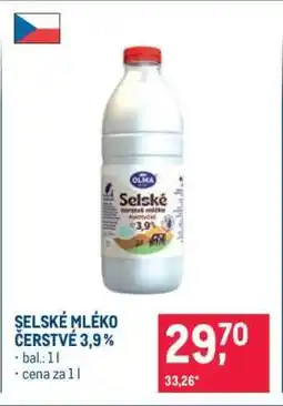 Makro Selské mléko čerstvé 3,9 % nabídka