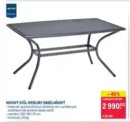 Makro KOVOVÝ STŮL MERCURY OBDÉLNÍKOVÝ nabídka